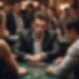 A renowned celebrity engaged in a high-stakes poker game, showcasing intense concentration.