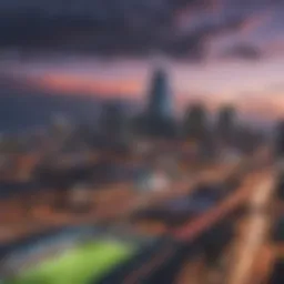 A digital illustration of Nashville's skyline with sports betting icons.