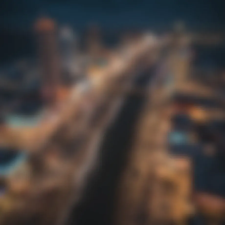 A stunning aerial view of Atlantic City showcasing its vibrant nightlife and iconic boardwalk.