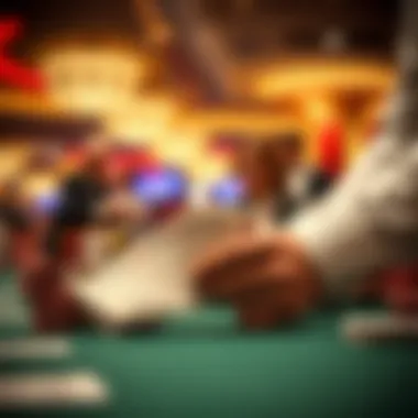 A dealer shuffling a deck of cards at a casino