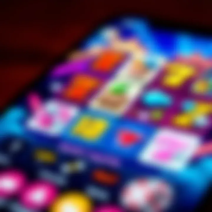 Colorful display of free slots apps on an iPhone screen