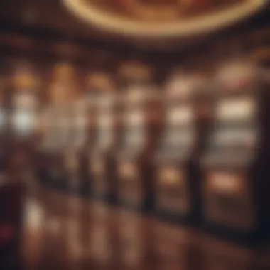 An illustration of a vintage casino featuring classic slot machines
