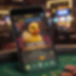 Unique interface of Ducky Luck Casino app on a smartphone