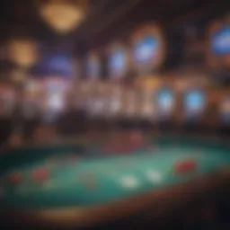 A vibrant depiction of a virtual casino gaming interface on Facebook