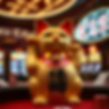 Symbolic representation of a lucky cat in a casino setting