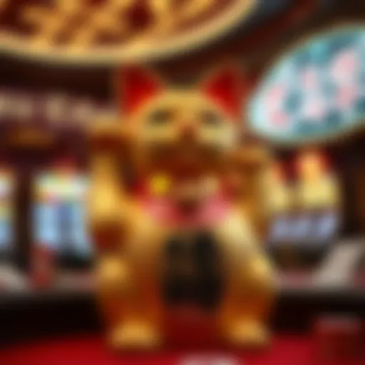 Symbolic representation of a lucky cat in a casino setting