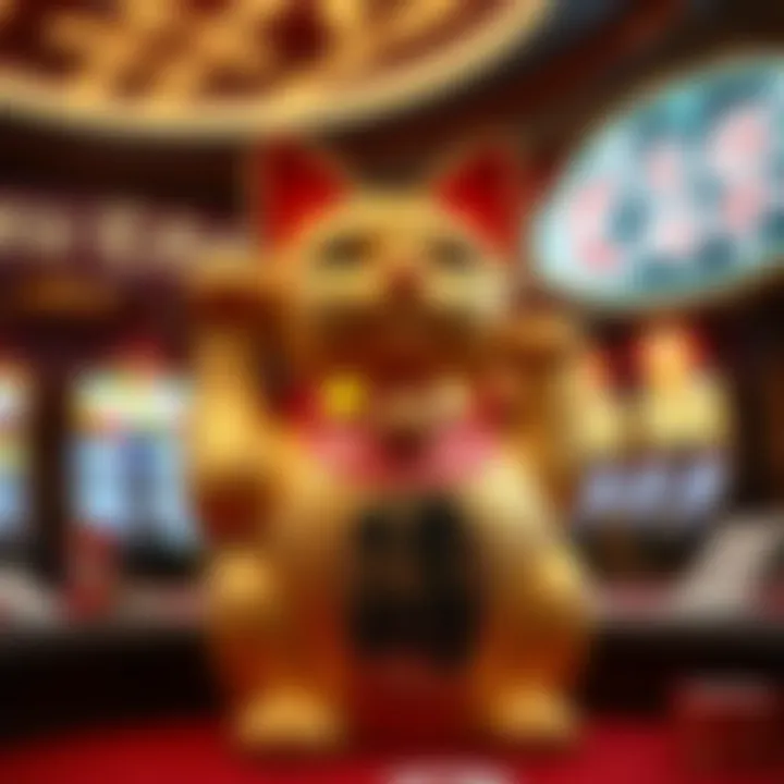 Symbolic representation of a lucky cat in a casino setting