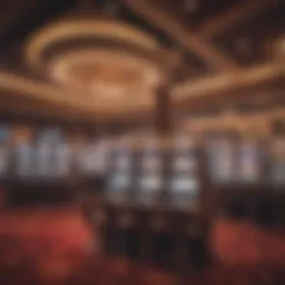 Vibrant illustration of a casino floor showcasing slot machines and gaming tables