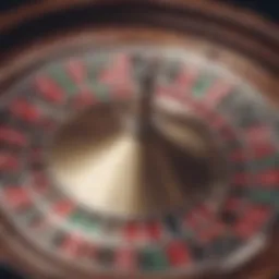 A close-up of a roulette wheel showcasing its vibrant colors and betting options