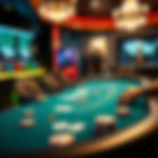 Virtual Blackjack Experience A virtual blackjack table showcasing a digital dealer and cards