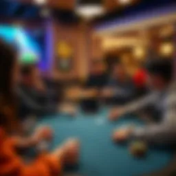 Virtual poker table setup with friends interacting