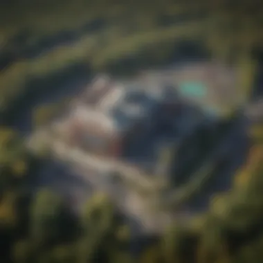 Aerial view of a prominent Upper Michigan casino surrounded by lush forests.