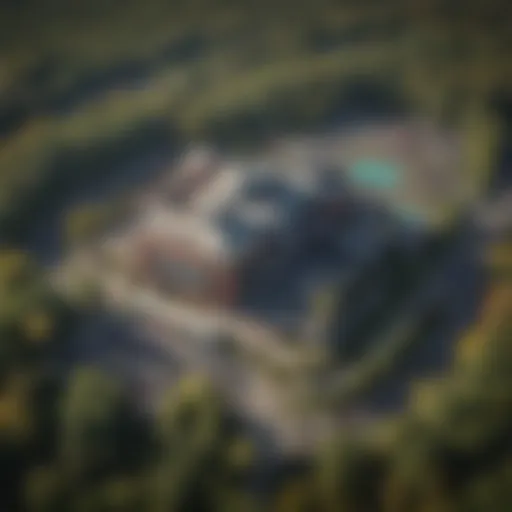 Aerial view of a prominent Upper Michigan casino surrounded by lush forests.