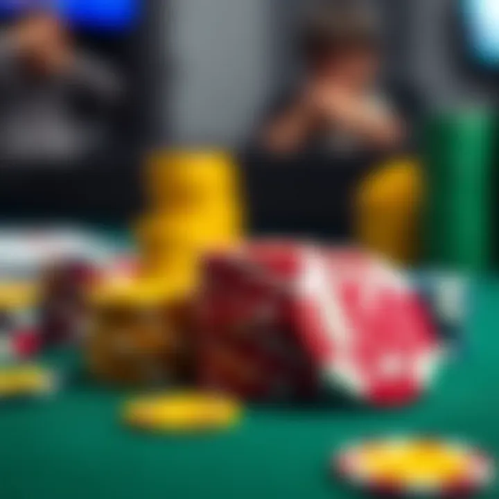 Chips Representing Varying Values Colorful chips representing different values laid out in a game