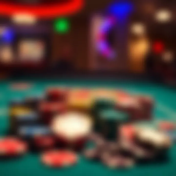 Diverse Selection of Casino Chips Variety of casino chips displayed on a gaming table