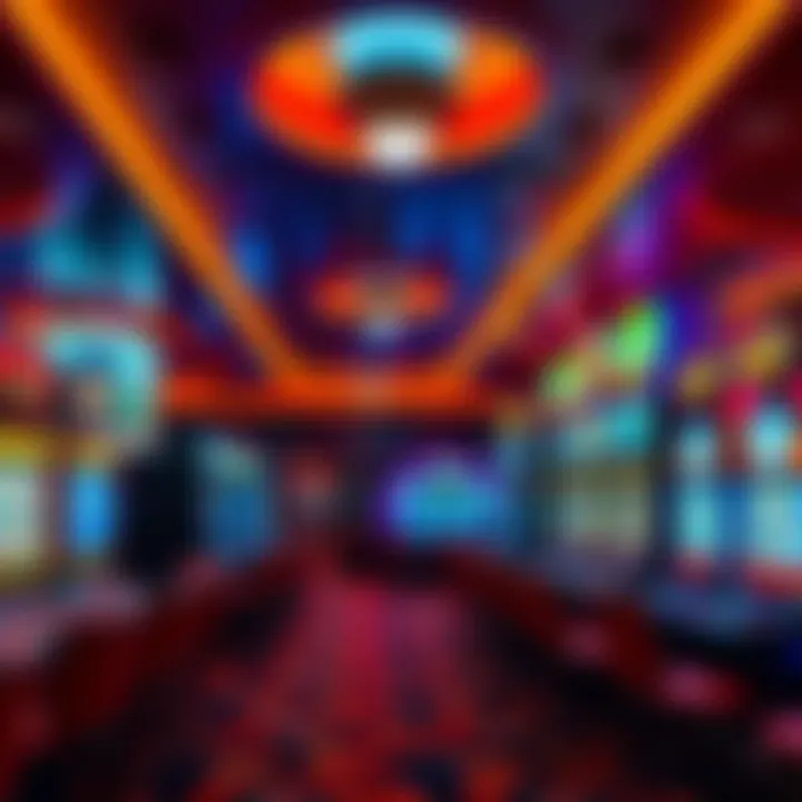 Interior of a vibrant casino showcasing gaming options