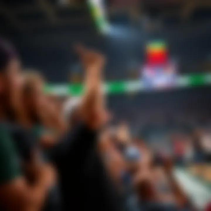 Fans cheering passionately in the arena.