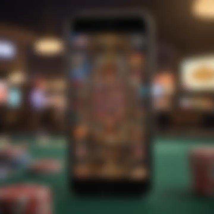 An illustration of a smartphone with mobile casino applications