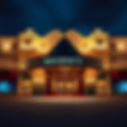 Illuminated entrance of Regency Casino showcasing its architectural grandeur