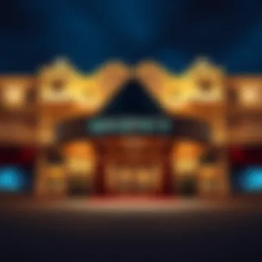 Illuminated entrance of Regency Casino showcasing its architectural grandeur