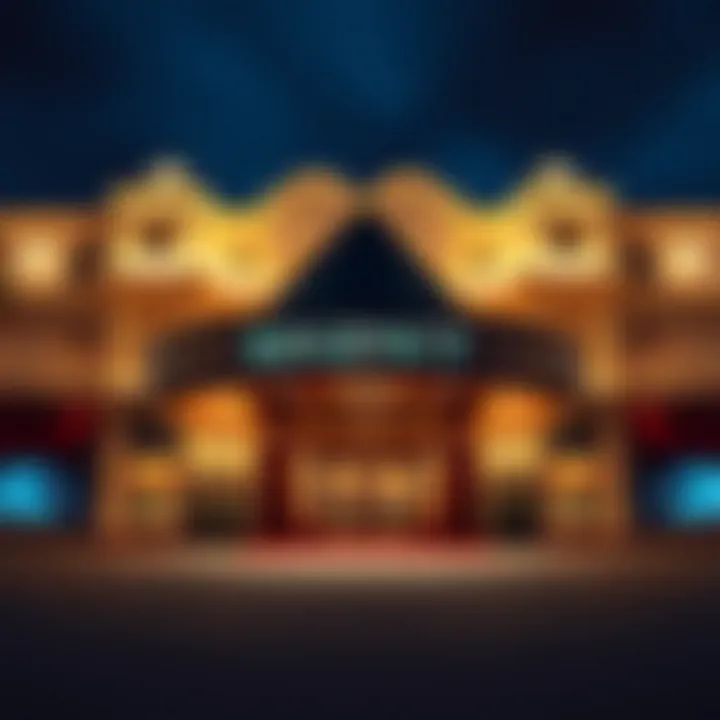 Illuminated entrance of Regency Casino showcasing its architectural grandeur