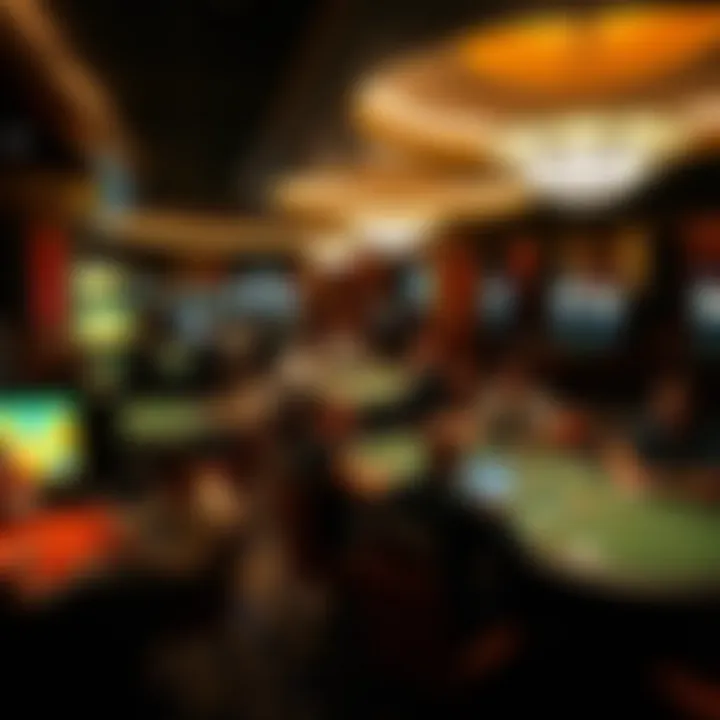 Diverse gaming tables filled with engaged players enjoying various games