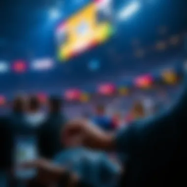 Scene depicting a sports fan engaging with the app during a game