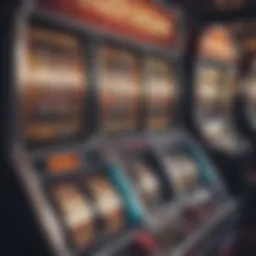 Detailed view of a Lucky Play casino slot machine showcasing vibrant graphics.