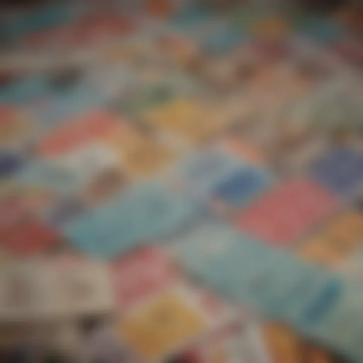 A close-up of diverse lottery tickets