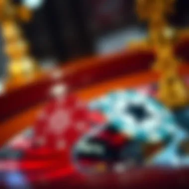Close-up of roulette chips with mystical symbols